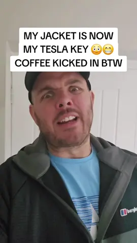 My new jacket is now my tesla car key, come with me to test if my new tesla car key hoodie unlocks and drives me car ha #tesla #carkey #jacket #funny #coffee 