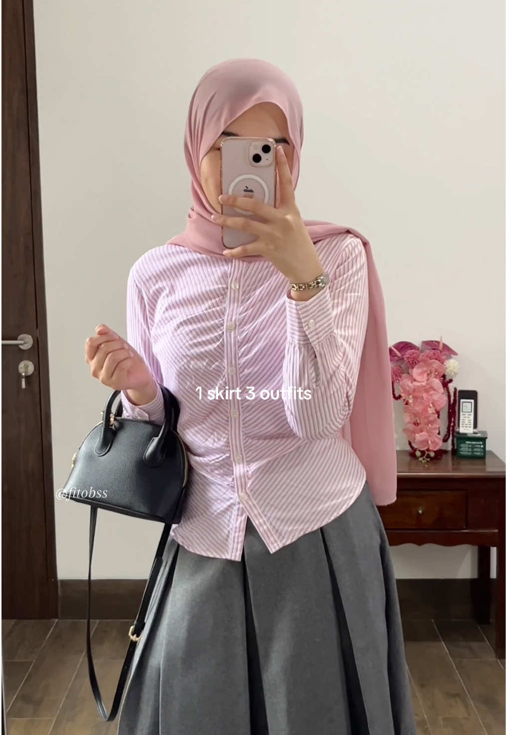 Spill disini👉🏻@fitobss | #skirt #pleatedskirt #OOTD #fitcheck 