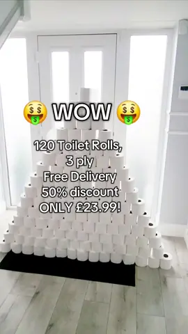 Quick, grab a 50% discount while stocks last! 120 toilet rolls, 3 ply, super quick free UK delivery! #toiletroll #toiletpaper #toilet #tiktokmademebuyit #120toiletrolls #bulkbuy #savingmoney 