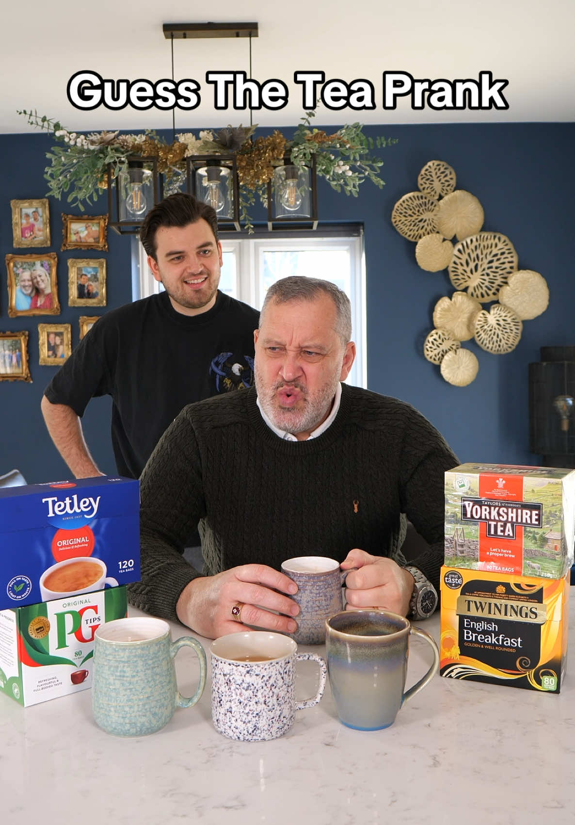 He still doesn’t believe that they are all Yorkshire tea😂😂 #thefamileigh #dad #prank 
