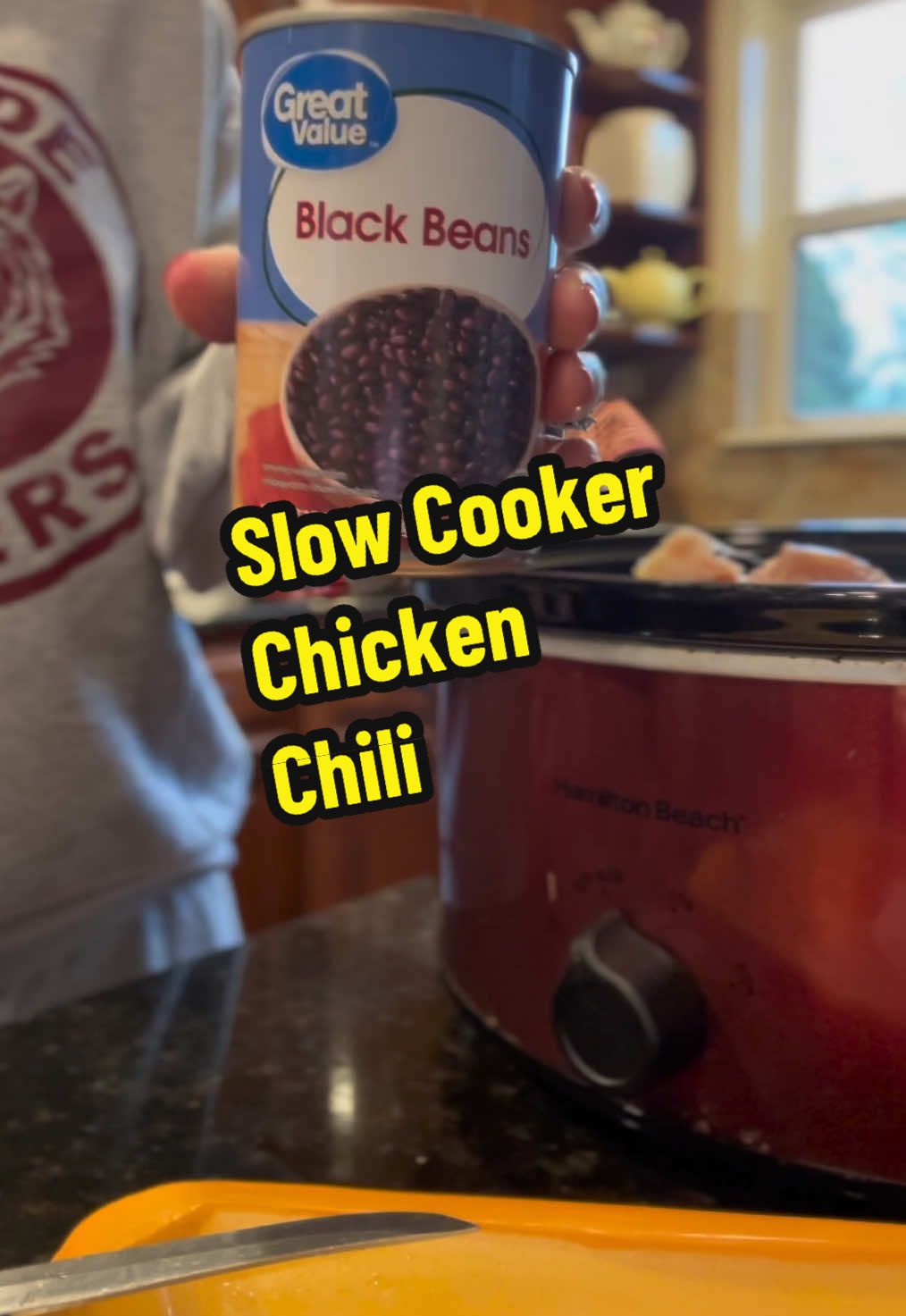 This recipe was given to me by my dear friend (a mama of five!) and it has been a staple in our house ever since. Simple and loved by all. You'll need:  4-5 chicken breast  1 can of black beans  1 can of diced tomatoes (OG recipe calls for Rotel-but I don't like rotel so I swapped it)  1 bag of frozen corn  1 block of cream cheese  1 package of ranch Low and slow all day in the slow cooker. Serve with chips + sour cream. Left overs make great nachos and all freeze well!  I double this recipe for our big family and freeze any leftovers.  #slowcooker #SlowCookerRecipes #slowcookerrecipesthatdontsuck