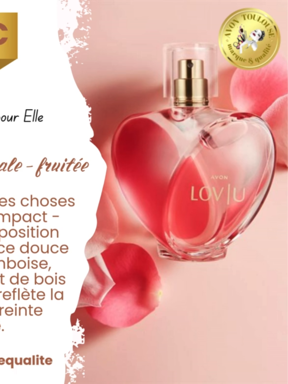 💦Parfum LOVE U (avec variante en lot de 2 produits) - grosses remises❗️ ⚡️Recevez gratuitement : ✔️Carte de vœux faite main💌 ✔️Sac cadeau 🛍 ✔️Livraison immédiate (produits en stock).🚚 ------------- 📲Contactez-moi pour des commandes et recommandations personnalisées ! 🥰 #BeautéEtAmour💕 #ParfumPourElle #AvonFrance #RaffinementAbsolu #ÉléganceEnFlacon @tiktok_france @la_france_officielle @diasporaromania2024@romanianworld