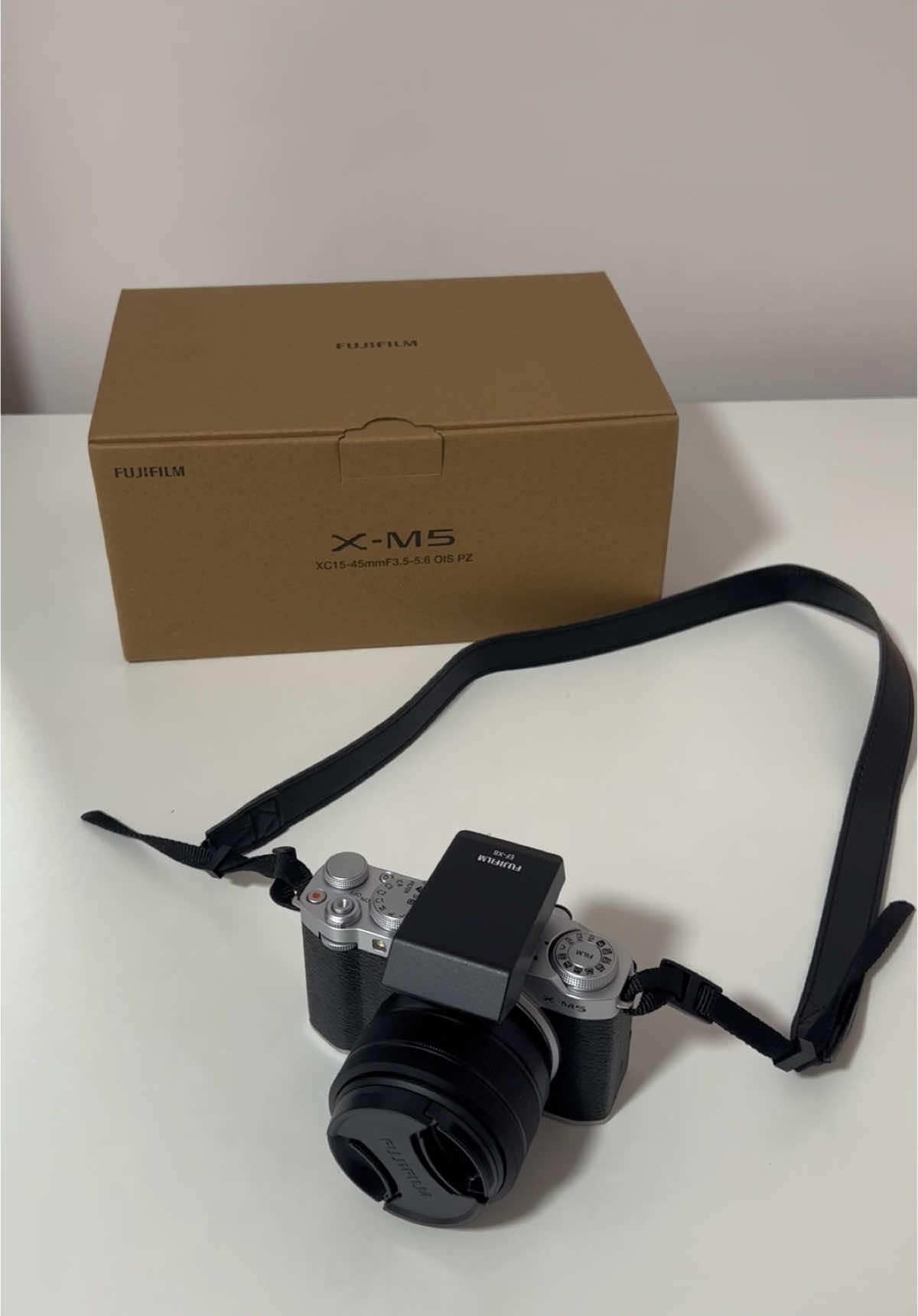 a moment for my new baby 📸✨ Fujifilm X-M5 kit: 1. Digital Camera X-M5 2. NP-W126S Battery 3. Shoulder Strap 4. XC15-45mm Lens 5. Fujifilm EF-X8 Flash (not included in the kit) @Fujifilm Philippines  #fujifilm #camera #xm5 #fujifilmxm5 #unboxing #photography #fujifilmphilippines 