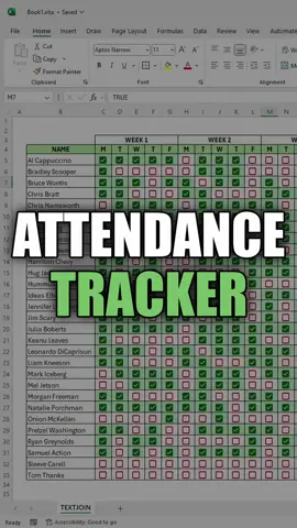 How to create an Attendance Tracker in Excel🚨 📂 Save this Excel hack so you can use it later #excel #exceltricks #exceltips #corporate #spreadsheets #workhacks #accounting