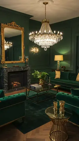 Who knew green and gold living room decor could feel this regal? 💚✨ Add a touch of luxe with golden accents, or go bold with a dark green aesthetic house vibe. Whether you're into cozy or classy, living room interior design just got a whole lot greener (and shinier)! 🌿💛 Which style is your fave? 👀👇 #GreenAndGoldDecor #DarkGreenAesthetic #LivingRoomGoals #InteriorDesignLovers #HomeDecorInspo