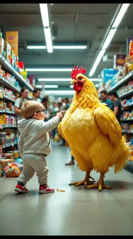 Chicken and Baby Kung Fu battle incidental meeting at the grocery store…. Kung Fu Baby #fyp #baby #kungfu #ai #a#aivideominimax #viralvideo #funnyvideo #kawaii 