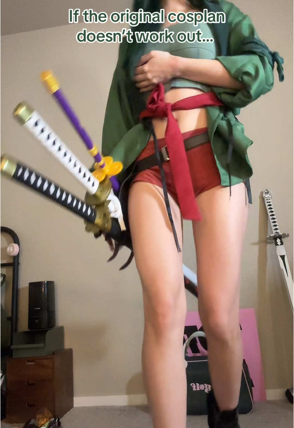 The way I had the pants and the shirt bc I got em from Brandy for Christmas like three years ago 😭 #femzorocosplay #femzoro #zorocosplay #onepiececosplay #onepiece #zoro #ワンピース #アニメ　#コスプレ #zoroonepiece 