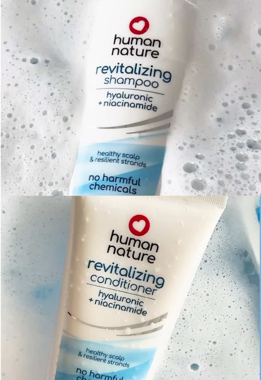 What's making everyone fall in love with their hair? 💙  It's Human Nature's Revitalizing Shampoo & Conditioner! Infused with hyaluronic acid and niacinamide, it brings out hair that's full of life and nourished from scalp to strands while staying free from harmful chemicals like SLS/SLES and silicones that can dry out your hair.