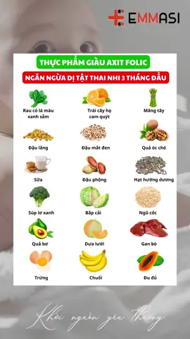 Thực phẩm bổ xung giàu axit folic, ngăn ngừa dị tật thai nhi 3 tháng đầu thai kỳ. Mẹ bầu lưu ý nhé! #emmasivn #mebauthongthai #thaikykhoemanh #randasausinh #mangthai #thainhi #randal #dha #emmasioil
