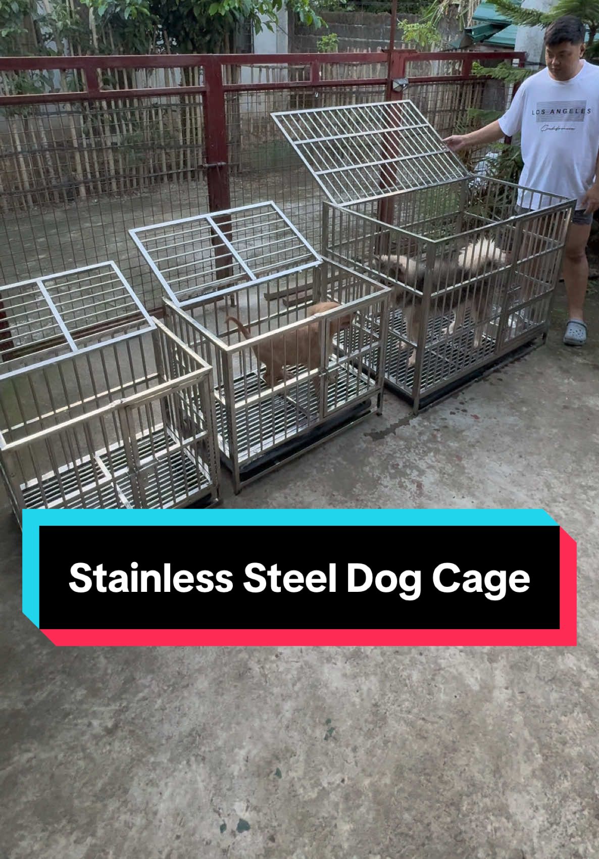 Available in all sizes, super worth it and legit na stainless steel kaya kahit mabasa ng ulan, ng wiwi, ng poops or water ng furbabies naten oks na oks! Grab yours now! #dogcage #stainlesssteel #stainlessdogcage #foryou #fyp 