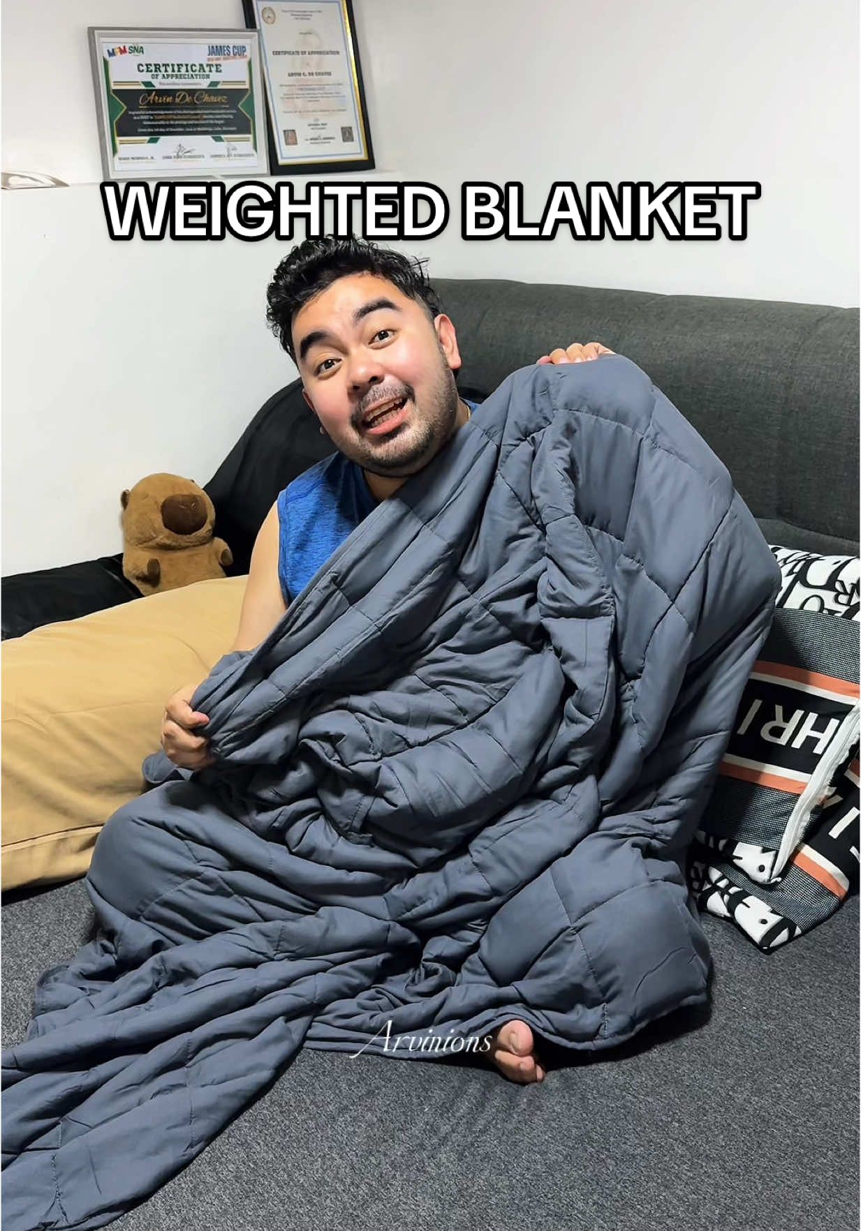 Goodnight everyone sana masarap din ang tulog nio #weightedblanket #blanket #sleepsolution #relaxation #sensorytherapy #recommendations 