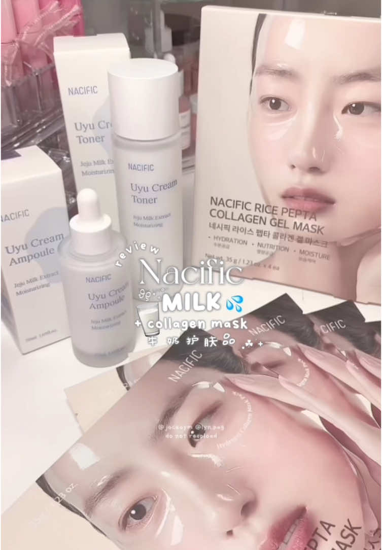 🍦🥛💦 Nacific UYU toner and ampoule + collagen rice mask ! Available on Amazon & Yesstyle (‘LYNPAG20’ for $$ off yesstyle) #nacific #collagemask #milkskincare #kbeauty #skincare #facemask #toner #ampoule #lynpag #wonyoungism #wonyoung #fyp #viral #xyzcba @네시픽 Nacific Official 