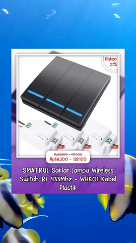 SMATRUL Saklar Lampu Wireless Switch RF 433Mhz - WHK01 Kabel Plastik #saklarlampu #saklar #saklarlampuwierles 