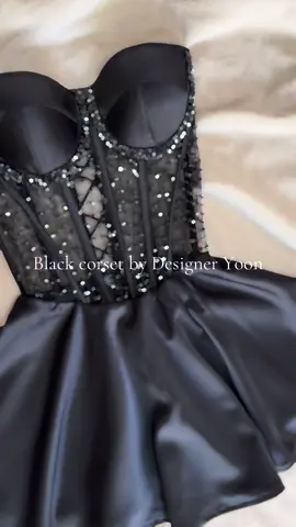 Black corset dress💞#dressbyyoon #foryou #fyppppppppppppppppppppppp #yoonsewingart #fyp #shortdress #corset #follower 