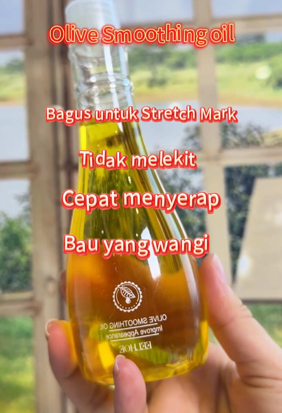 Olive Oil Body Massage Oil, to save your dry skin and stretch marks.#foryou #fy #oliveoil #olivesmoothingoil #masalahkulitkering #serum #skincare #skincareroutine #eelhoe #stretchmarks 
