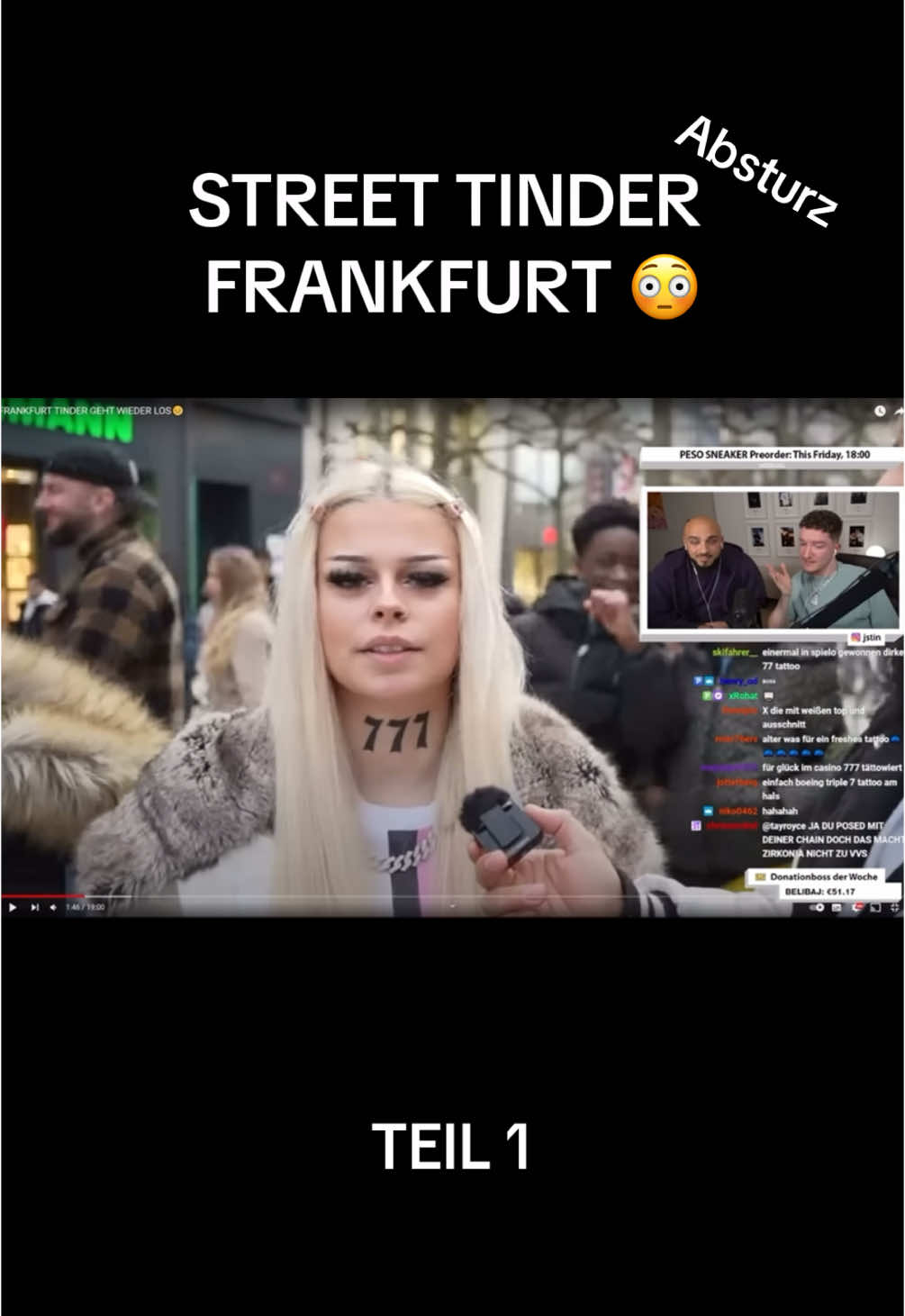 Street Tinder Frankfurt Reaktion😳😳 #jstin #peso #tinder #date #frankfurt #absturz #part1 