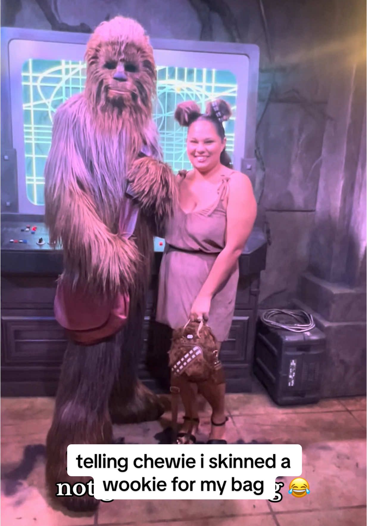 i literally could die of embarrassment but i’ll share the video with the internet instead 🤣 #disney #disneytiktok #disneyadult #disneyparks #starwars #chewie #chewbaccaimpression #starwarslaunchbay 