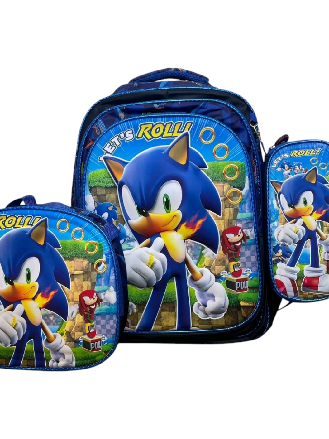 Kit mochila com 3 peças do personagem #sonic. #voltaasaulas #mochilasbonitas #mochilainfantil #personagem  #shopee  shopee.com.br/mega_ma.promocoes
