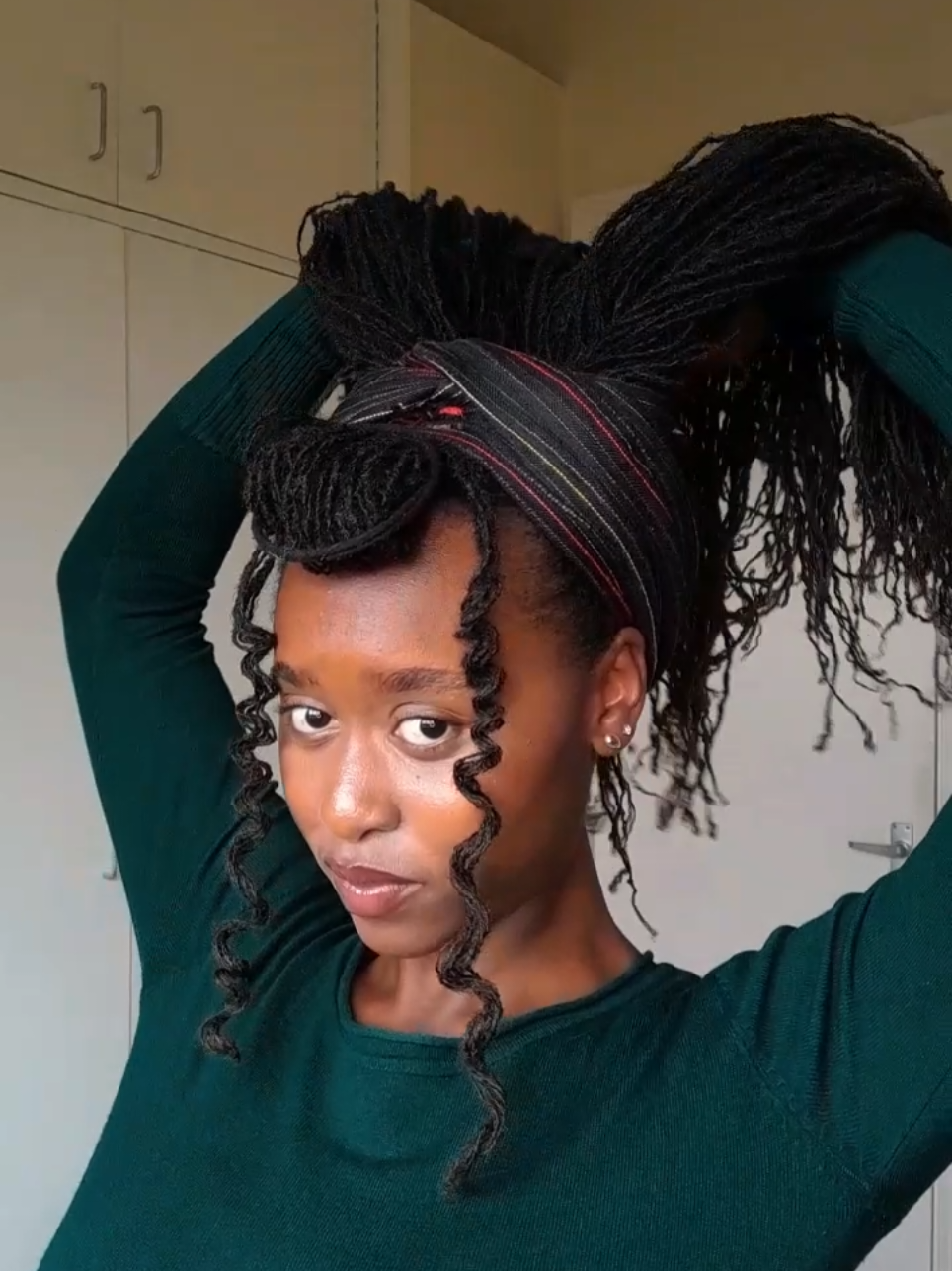 no, i've never used a headscasrf before... #locs #microlocs #locstyles #headscarf #hairstyle #hair #fyp #hairtok 