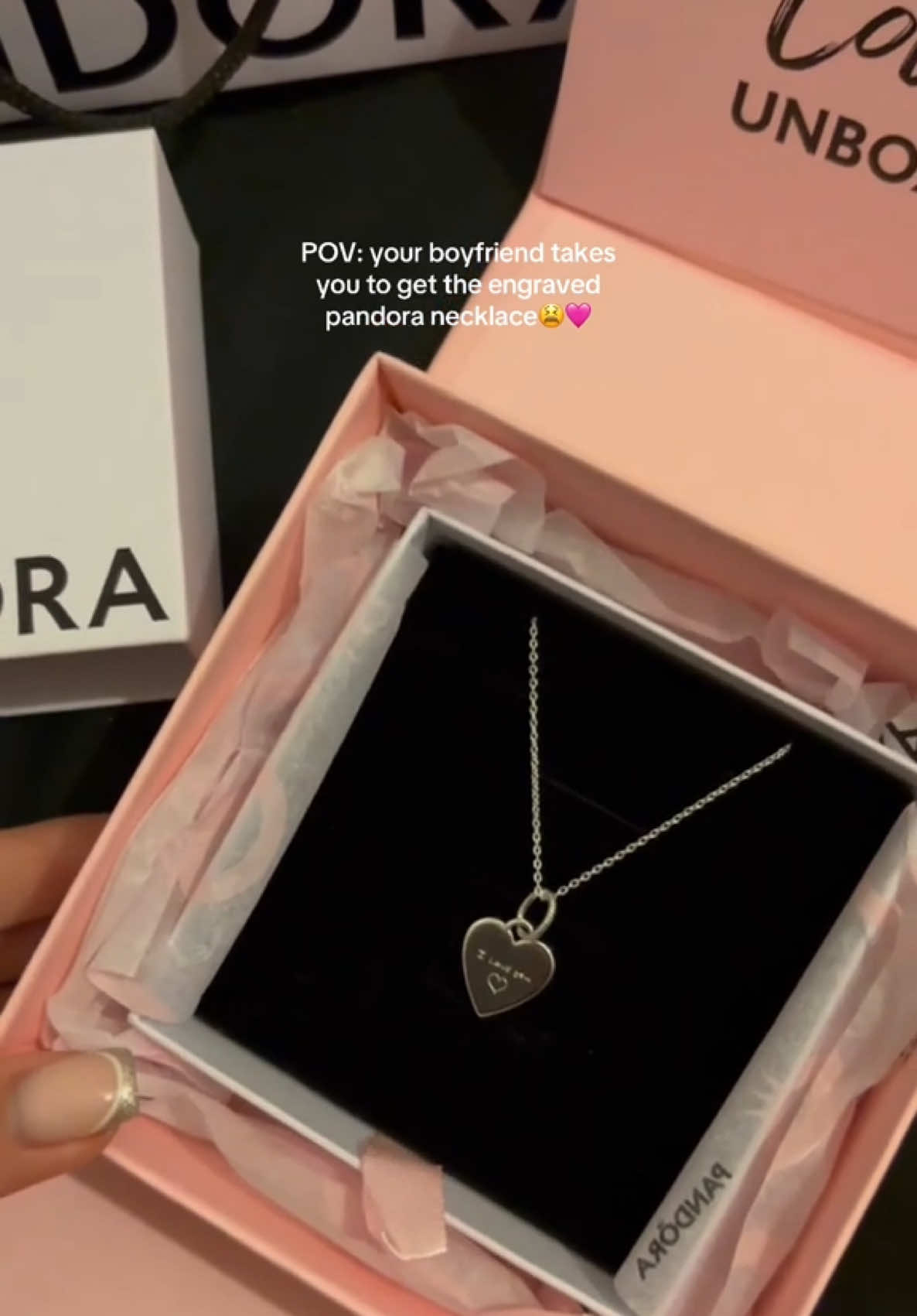 When he engraves what you're thinking 🖊️ @katie💌 #PandoraEngraving #EngravedNecklace #Heart #Charm