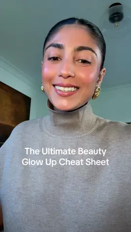 The ultimate beauty glow up cheat sheet #BeautyTok #beautyhacks #GlowUp #glowupchallenge #glowuptips #greenscreen #glowupforreal #skincaretips #makeuphacks 