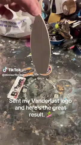 I love these handmade, hand painted creations. I just sent over my logo and here’s the result! #vanlife #vanlifewithadog #surf @Mini surfboards 