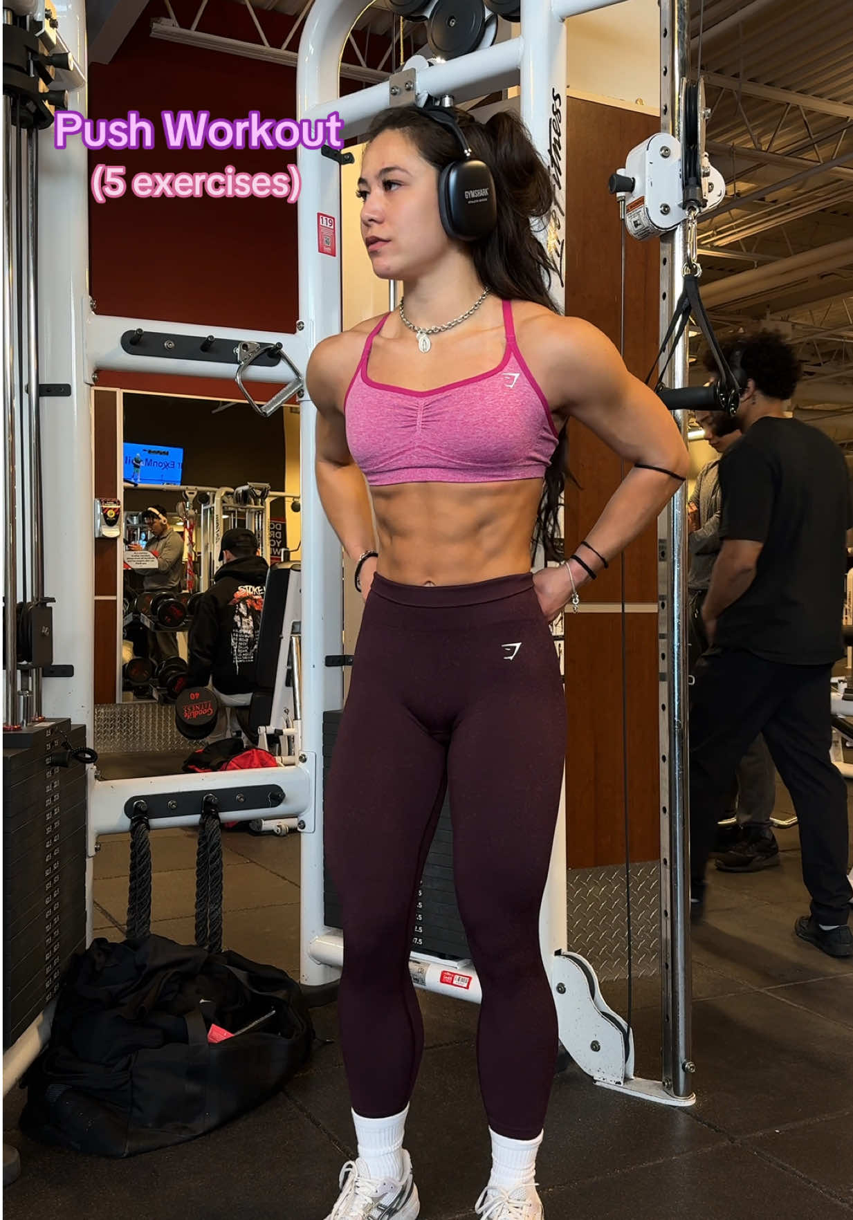 y’all see those 45’s and 50’s flying?😏 we neverrrrr skip a push day over here🙂‍↔️🔥.  “MDJ10” to save $$ on all Gymshark🩵 #gymworkout #pushworkout #upperbodyworkout #workoutroutine 