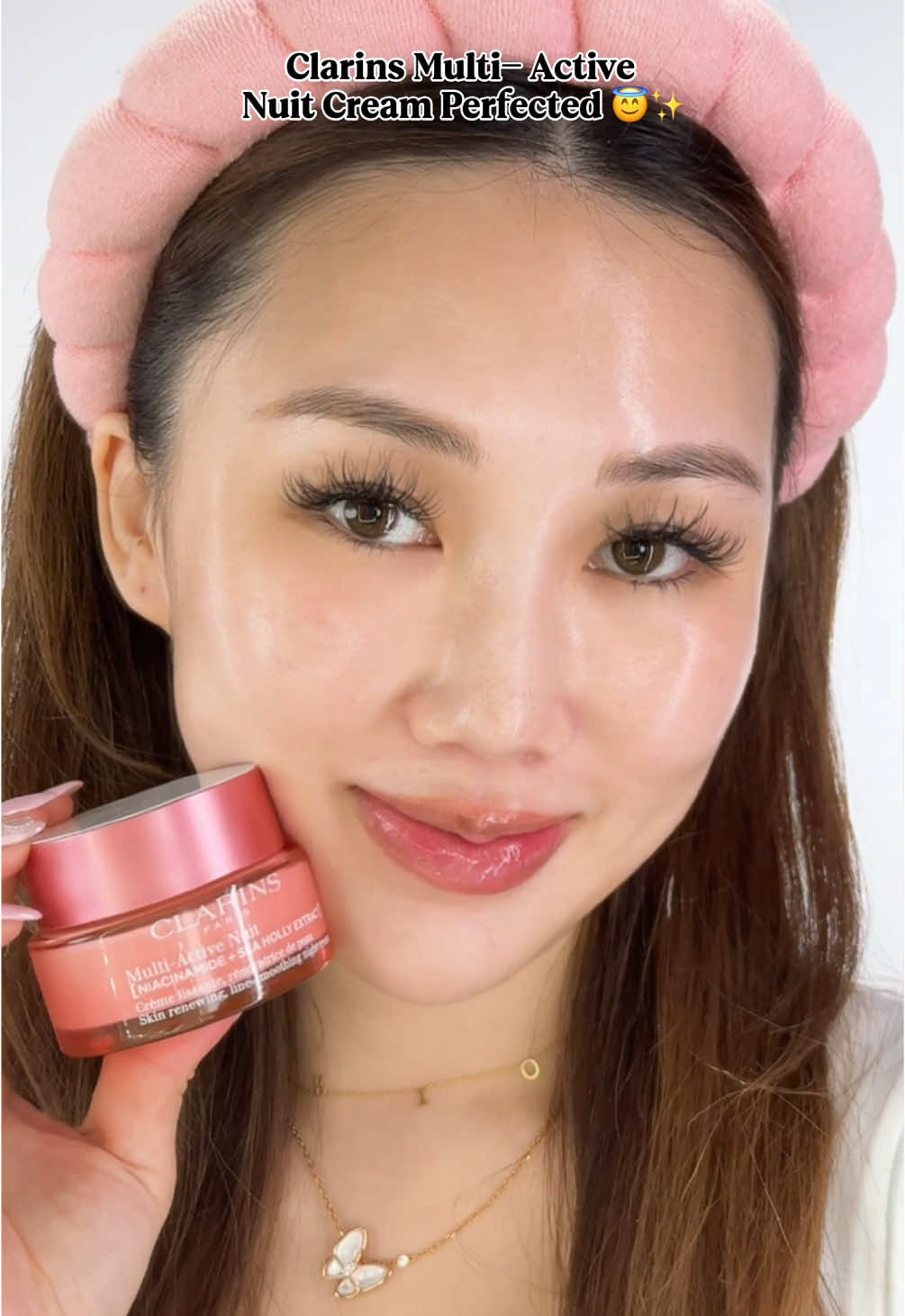 POV: You just unlocked beauty sleep but better. @Clarins USA Multi-Active Nuit cream is my new obsession…hydrating, smoothing, and fighting 8 signs of stress aging while I literally do nothing.  Using the Clarins lymphatic drainage technique to press (not rub!) it in for max glow #ClarinsPartner #ClarinsMultiActive #GlowFromWithin #SkincareThatWorks #NighttimeRoutine #SelfCareUpgrade