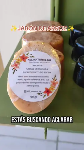 ✨ ¡Despídete de las manchas y dale luz a tu piel! ✨ Este jabón aclarante de arroz, cúrcuma y bicarbonato de sodio es el secreto natural para una piel más uniforme, suave y radiante. 🌾💛 ✔️ Ayuda a aclarar manchas y cicatrices. ✔️ Ilumina la piel de forma natural. ✔️ Suaviza y deja un acabado terso. 💡 Ideal para rostro y cuerpo ¿Lista para lucir una piel radiante? ✨👇 💬 Comenta 