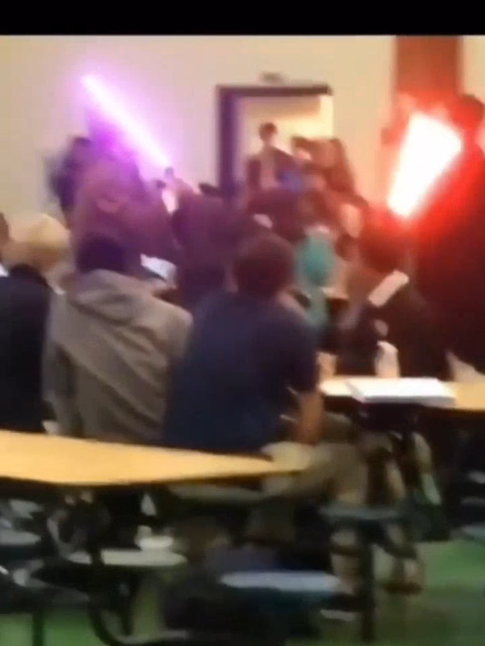 The force is strong with them. #school #schoolassembly #starwarskids #lightsabers #lightsaberbattle #lightsaber #lightsaberduel #starwarsfan #starwarsfans #starwarsfanatic #sw247 #starwars24seven #thisistheway #mtfbwy #starwarsmemes #funnystarwars 