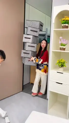 Steel Frame Storage BasketHoundstooth Thousand Bird FoldableWardrobe Organizer Drawer KotakPenyimpanan Box#foryou #goodthing #fyg #Home #tiktokshop 