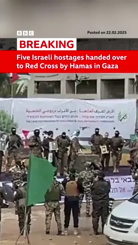 Five Israeli hostages have been handed over by Hamas in public ceremonies, with a sixth to be freed separately later. #Israel #Gaza #GazaCeasefire #Ceasefire #BBCNews