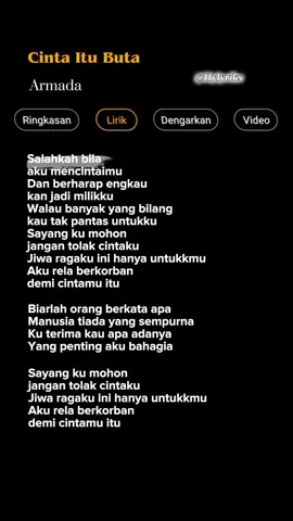 Lirik Lagu Cinta Itu Buta - Armanda Part 514 🎶 #lyrics #liriklagu  #laguviral #lagu  #berandatiktok  #cintaitubuta 