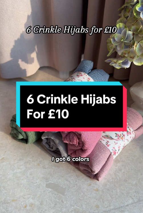 6 Crinkle Hijabs for £10!! You won’t find cheaper!! #hijab #hijab #hijabitiktok #hijabigirl #hijabstyle #HijabFashion #underratedhijabi #hijabinspiration #ootdhijab #hijabigirls #tiktokmademebuyit #Ramadan #ramadan2025 #ramadankembalikuat #chiffonhijab #dealdrops 