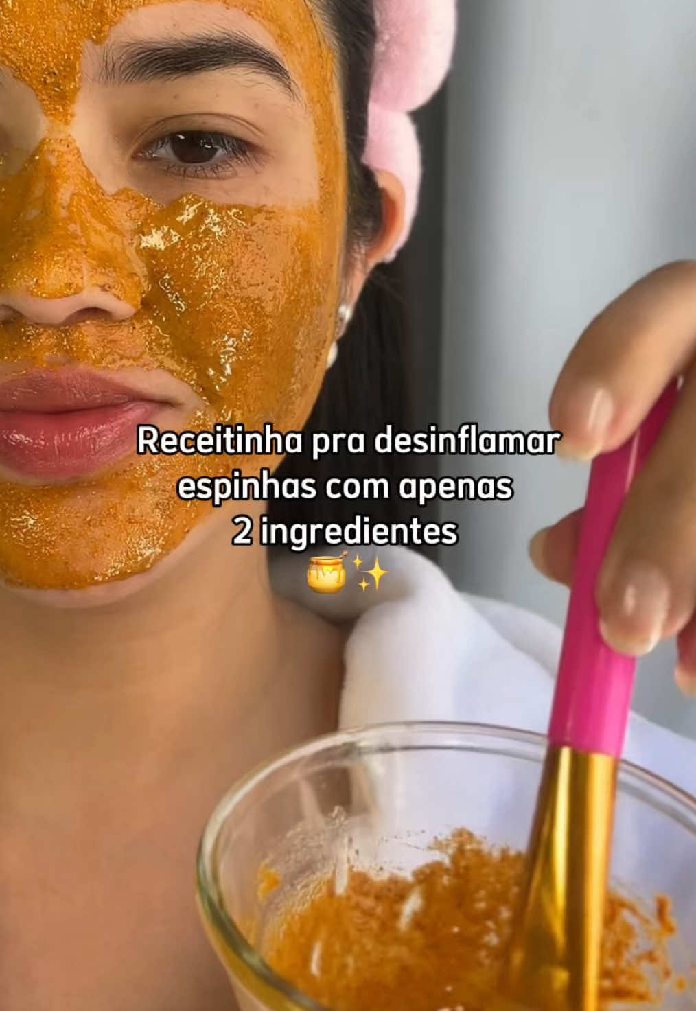 Receitinha caseira pra desinflamar espinhas com apenas 2 ingredientes 🍯✨ #espinhas #truquesdebeleza 