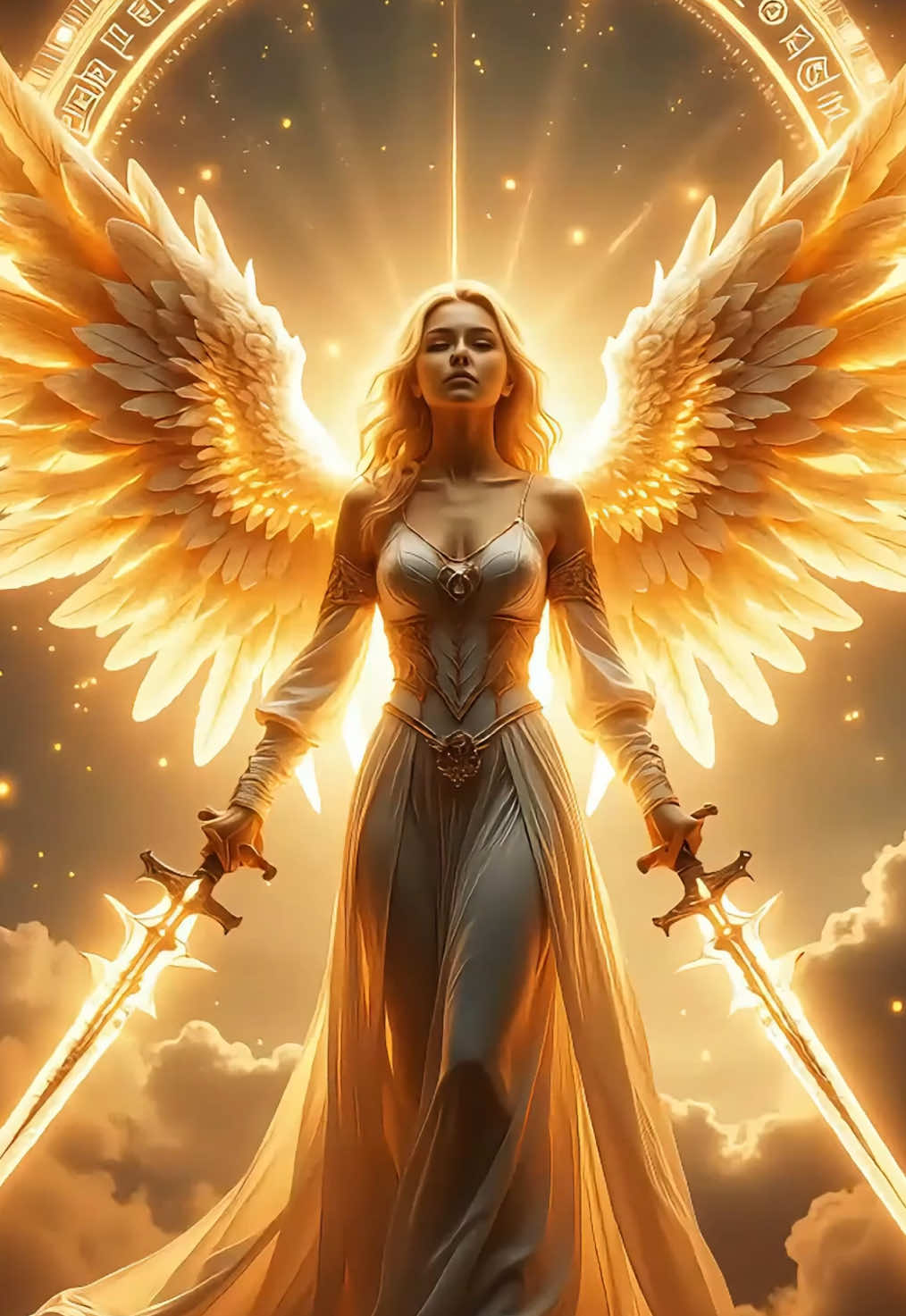 A majestic Angelic woman Stands at the Center of a celestial realm. #4kwallpaper #wallpaper #livewallpaper #fantasy #angel 