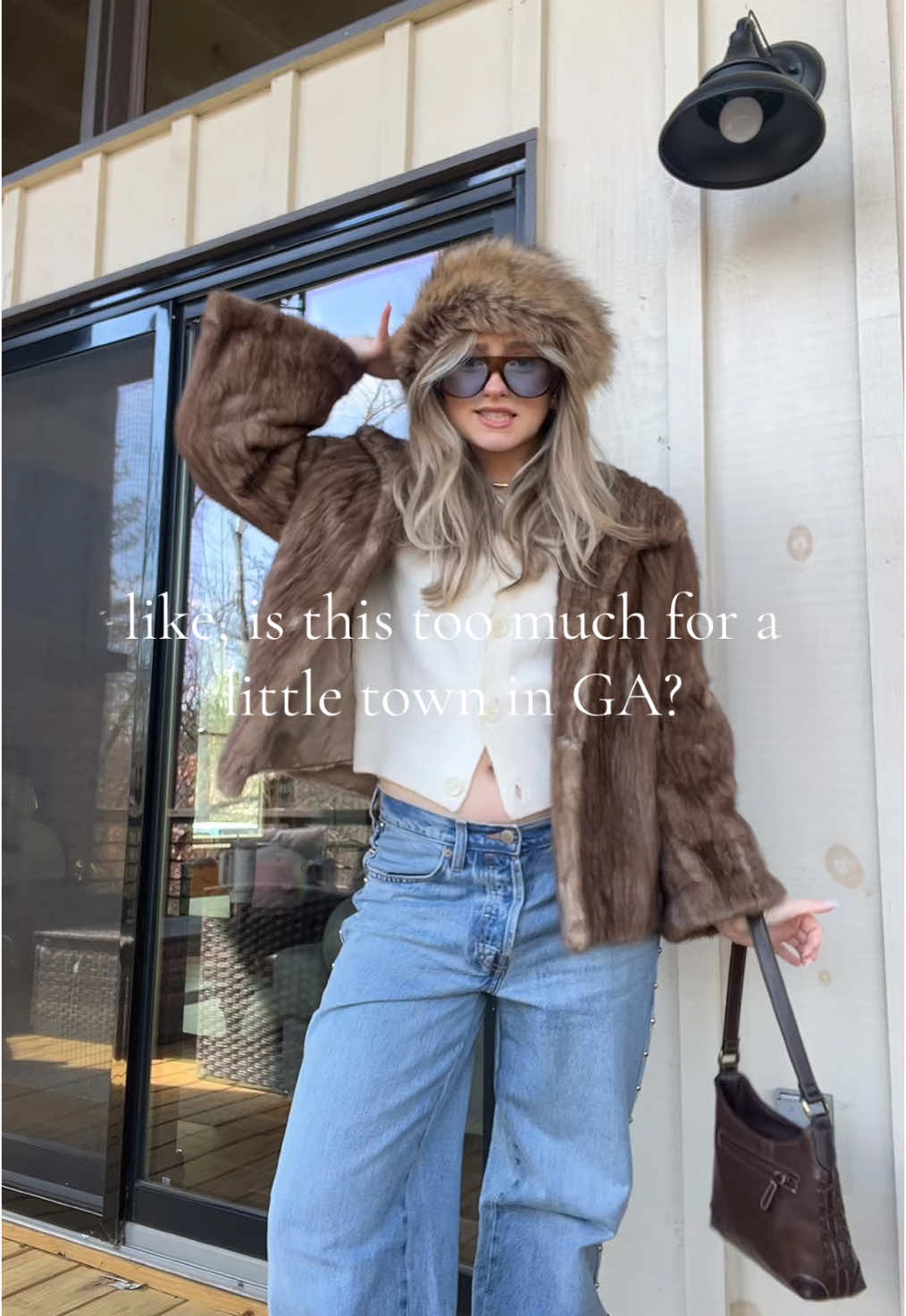 Is this too much? Definitely. #winteroutfit #nycwinteroutfit #furcoat #OOTD #findingmystyle #girlstrip 