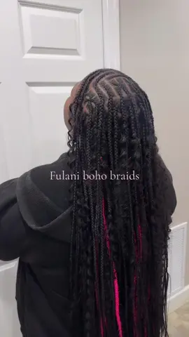 Fulani braids w a peekaboo of pink💕 #fyp #💕 #fulanibraids 