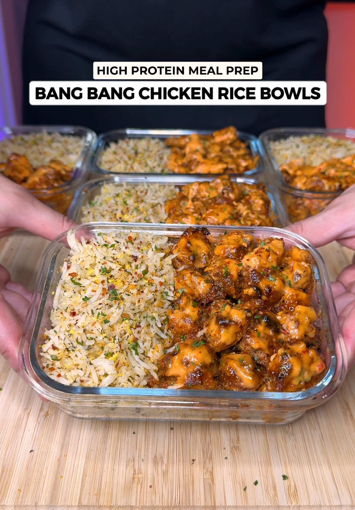 High Protein Bang Bang Chicken Rice Bowls🍗🍚🔥 Pure indulgence in every bite - taking chicken and rice to the next level! Macros Per Serving (5 Total) 595 Calories | 46g Protein | 51g Carbs | 22g Fat Ingredients (5 Servings) Chicken Marinade - 1000g Boneless Skinless Chicken Thighs, cut into cubes - 1.5 Tsp Salt - 2 Tsp Black Pepper - 2.5 Tsp Garlic Powder - 2.5 Tsp Onion Powder - 2 Tsp Smoked Paprika - 2 Tsp Ginger Powder - 3 Tsp Olive Oil Low Calorie Bang Bang Sauce - 100g Light Mayo - 60g Fat Free Yogurt - 50g Reduced Sugar Sweet Chilli Sauce  - 50g Sriracha - 20g Rice Vinegar - 1 Tbsp Fresh Parsley, chopped 1. Spread light layer of bang bang sauce on the chicken before cooking 2. Oven Bake or Air Fry 22-25mins at 200C/400F till crispy & golden 3. Spread extra sauce layer once cooked! Lemon Garlic Herb Coconut Rice - 260g Uncooked White Rice (use cooked or leftover cooked rice) - 20g Reduced Fat Butter - 35g Garlic Cloves, finely chopped - 170g White Onion, finely chopped - Extra Seasoning: 1 Tsp Salt, Oregano, Parsley, Chilli Flakes - 35g Shredded/Desiccated Coconut - 2 Tsp Lemon Zest - 1/2 Lemon Juice 1. Cook onion & garlic for 5-6 mins till fragrant 2. After adding spices & coconut, mix and cook further 2-3 mins 3. After adding cooked rice, mix till well combined & fluffy Serve & Enjoy! Don’t forget to check out my Digital Cookbooks with over 225+ Delicious High Protein Recipes!👨‍🍳❤️ . . . . #bangbangchicken #chickenrecipes #chickenrice #chicken #coconutrice #highprotein #mealprep #weightloss #lowcalorie #healthyrecipes #EasyRecipes #mealprepideas #Fitness #jalalsamfit 