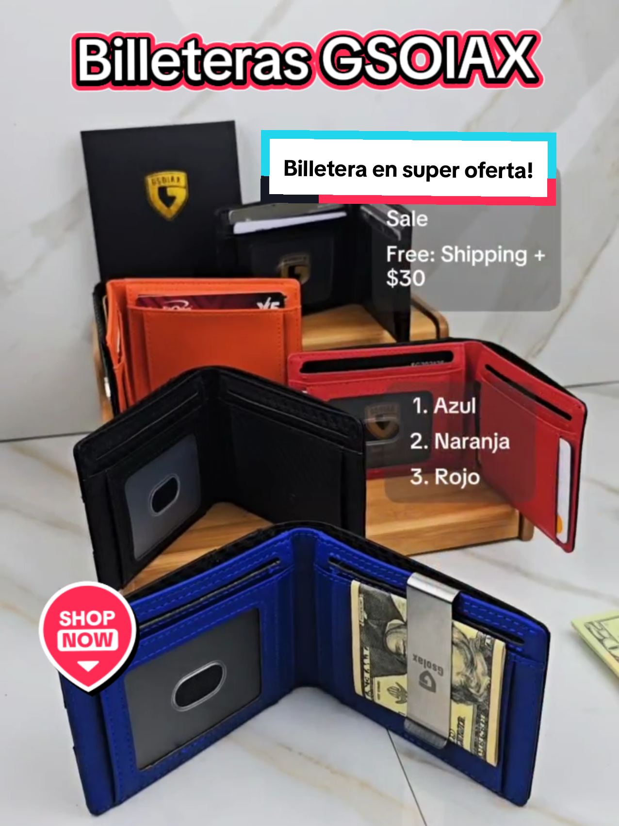 Men's RFID wallet Super Sale Blue mens wallet #gsoiaxwallet #carteradehombre #tiktokshop #billeterarfid #rfidwallet 