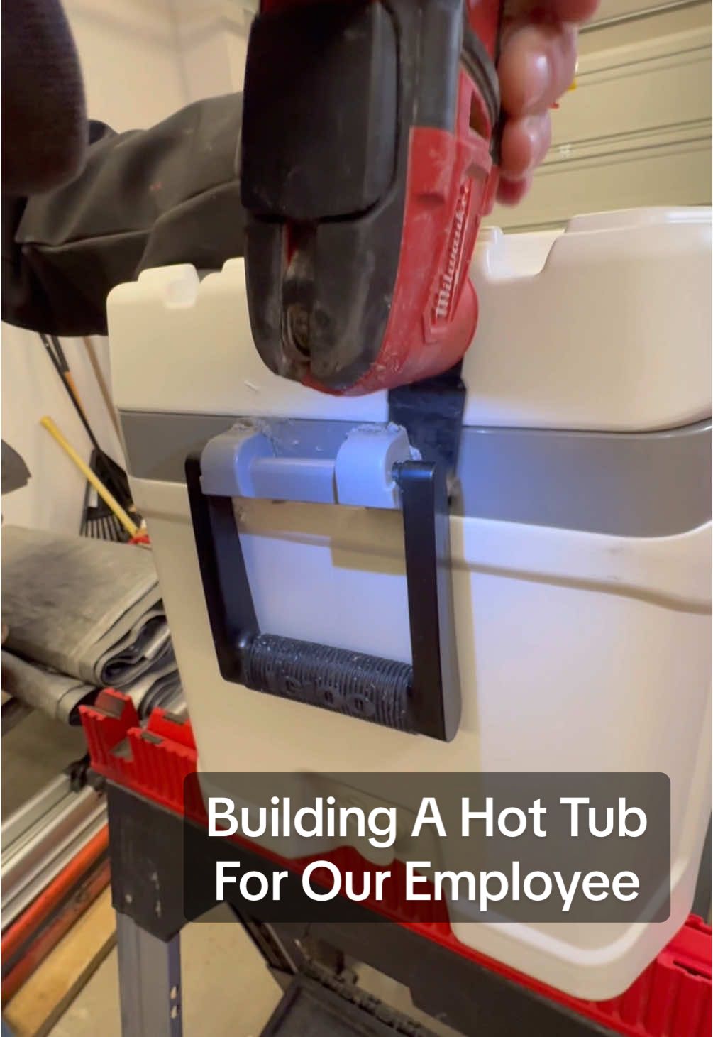 We built a homemade hot tub for our employee #build #howto #construction #DIY #contractor