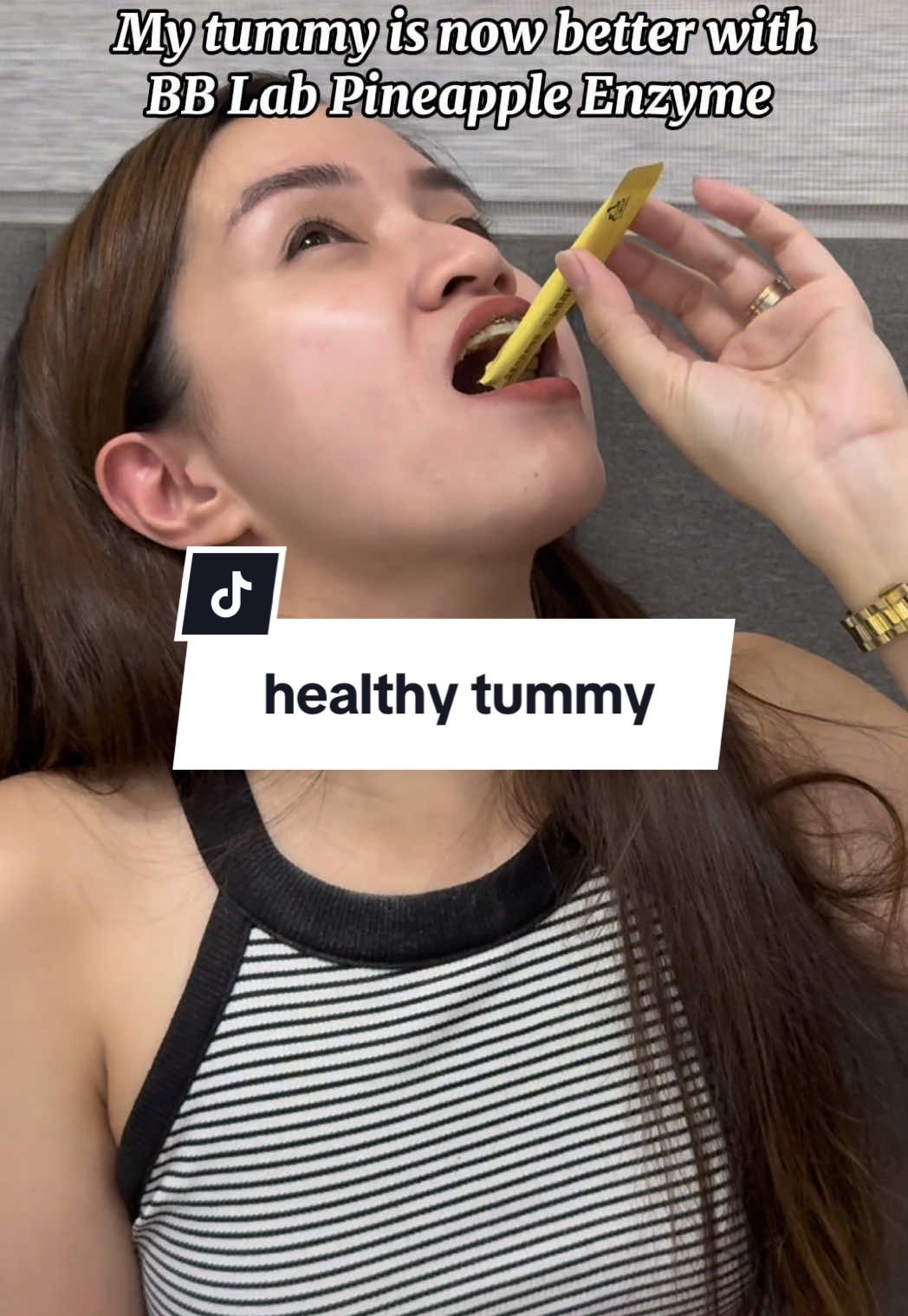 Making sure my tummy’s healthy by taking #BBLab Pineapple Enzyme! Super yummy and has lots of beneficial ingredients. Make sure to get yours from the official @Nutrione Global online store! #nutrione #bblab #pineappleenzyme #supplement #healthy 