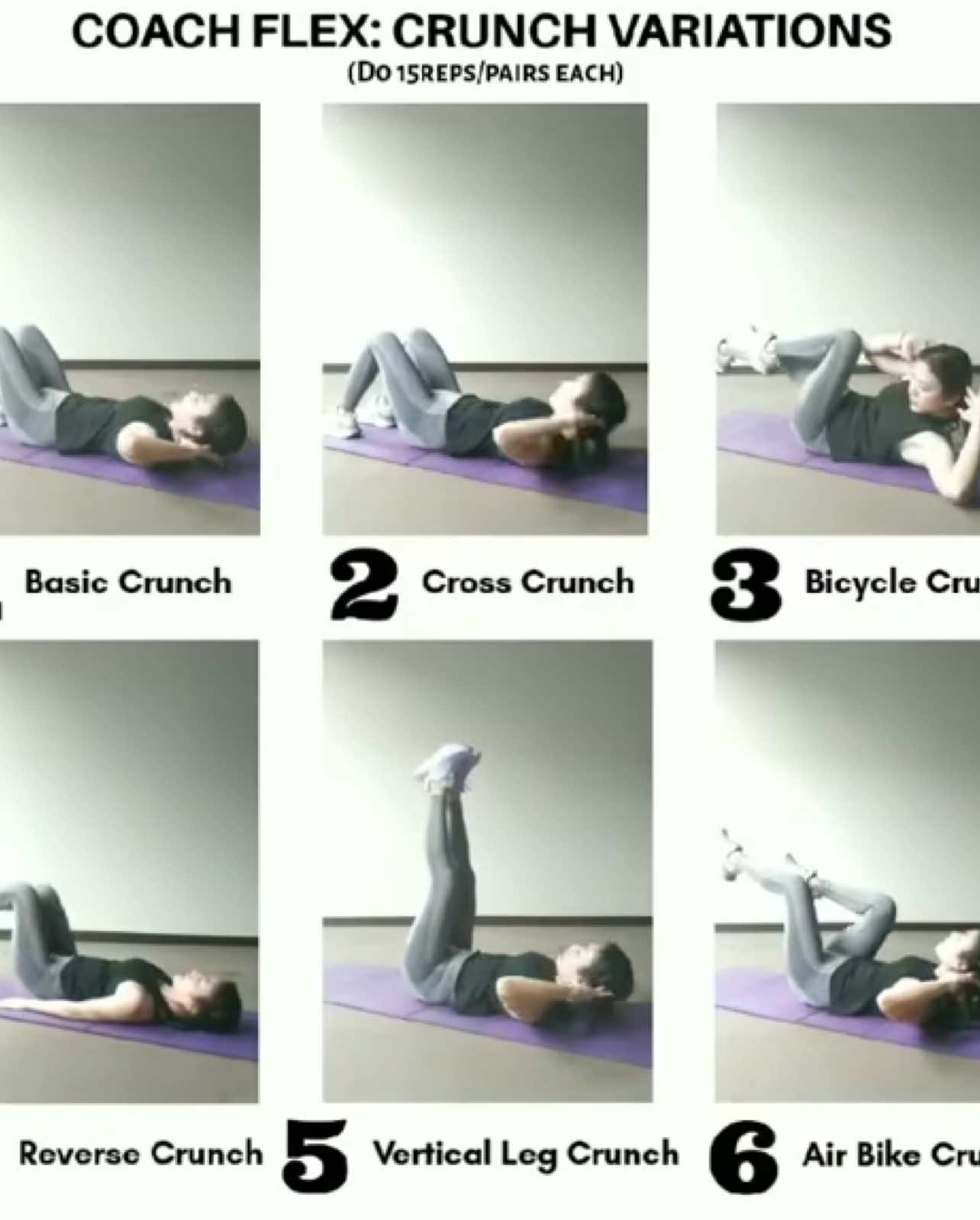 6 CRUNCHES VARIATIONS TO SCULP YOUR ABS… LETS GO TAB YOUR FRIENDS AND BURN SOME CALORIES  #alagangflex 