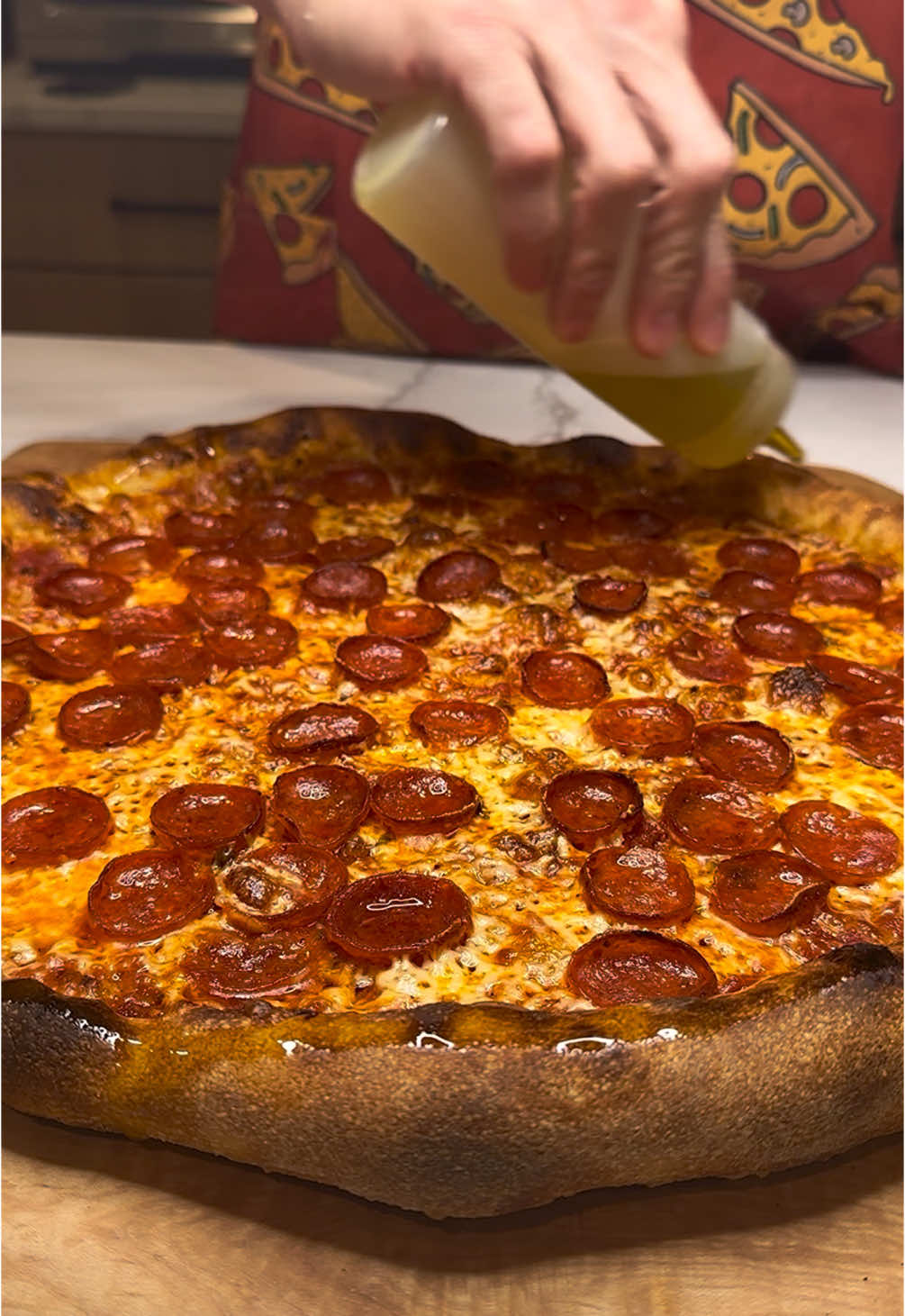 PEPPERONI. Baked in the home oven on my @Baking Steel Company at 550° . . . #pizza #pizzalover #asmr #homecooking #dough 