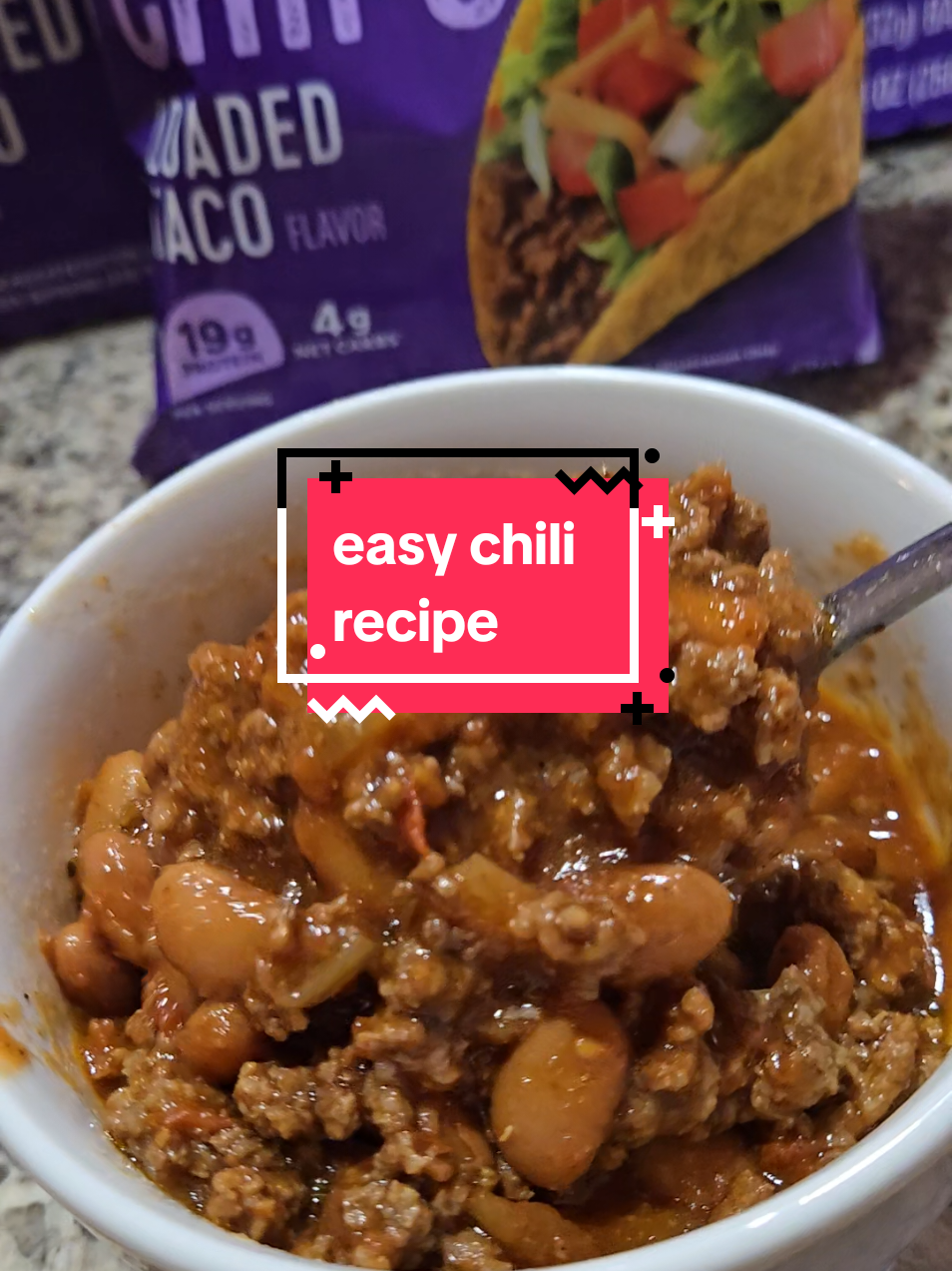 east chili recipe  add quest chips extra protein on my showcase  #fyp #foodies #chiliwithchips #questprotein 