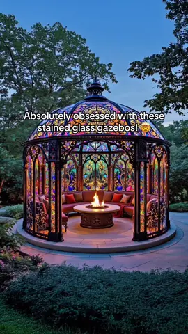 These stained glass gazebos are absolutely stunning! 🤯🤯 #stainedglass #gazebo #backyardvibes #interiordesign #tiktokmademebuyit 