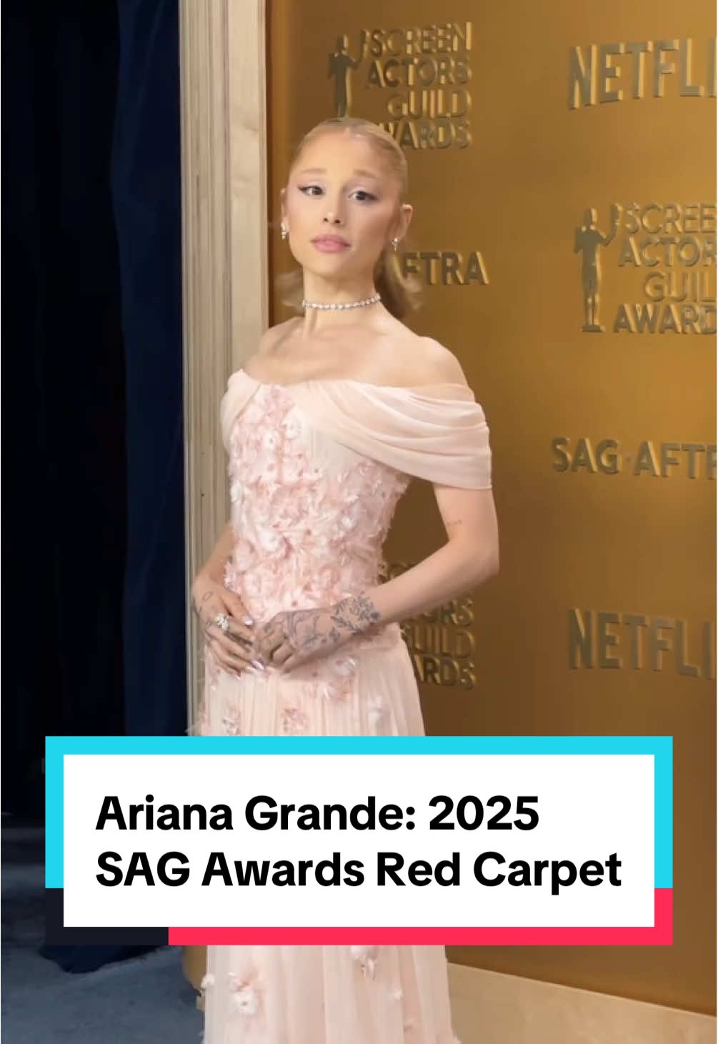 #Wicked star and Academy Award nominee #ArianaGrande brings Glinda pink to the #SAGAwards red carpet. #glinda #wickedmovie #wickedthemusical 