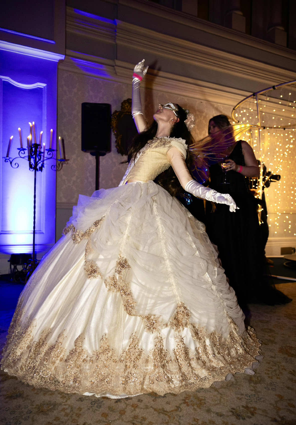 Join me as I wander the halls to the Masquerade Ball! 🧚‍♀️ #barbierapunzel #barbiemovies #masquerade #qvb @Celestial Events 