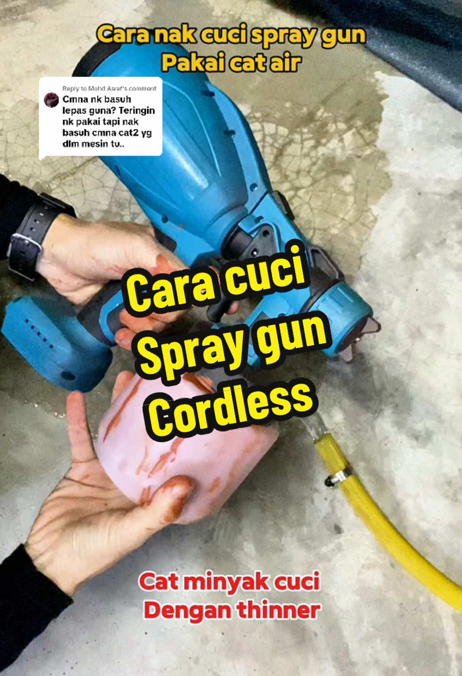 Replying to @Mohd Asraf ni cara sy cuci,senang je bang,cat air cuci dgn air,cat minyak cuci dgn thinner #spraygun #spraypaint #sprayguncordless #spraybateri #PUASA #raya2025 #catair #catminyak #hargamurah #kualititerbaik #faizinoh 