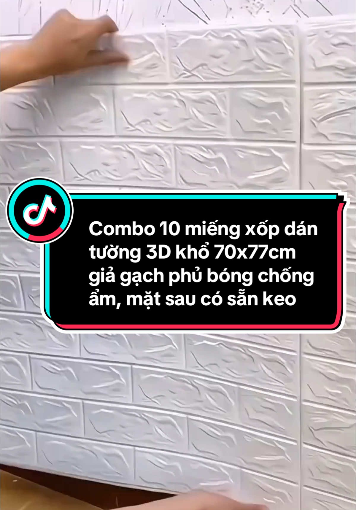 Combo 10 miếng xốp dán tường 3D khổ 70x77cm giả gạch phủ bóng chống ẩm, mặt sau có sẵn keo #miengxopdantuong #giadungtienich #giadungtienloi #giadungthongminh #xuhuong 